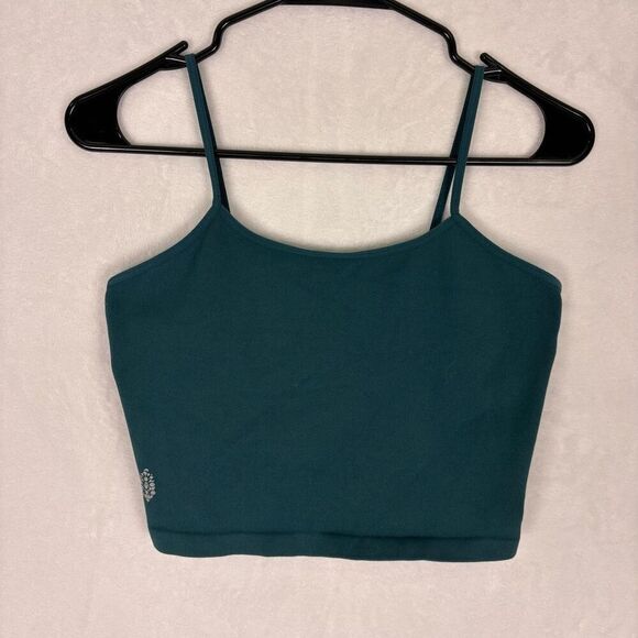Free People Movement Teal Ribbed Cropped Tank Top Size M/L - Picture 1 of 9